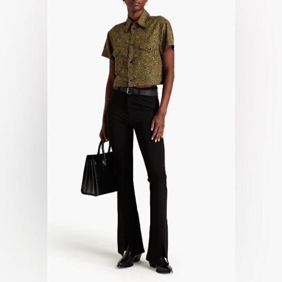 PAIGE Winona stretch-jersey slit cuff flared pants black NEW NWT size 29 - Picture 2 of 16